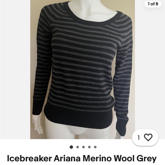 Icebreaker Sweaters - Icebreaker Striped Crew Neck Sweater - Black and Gray